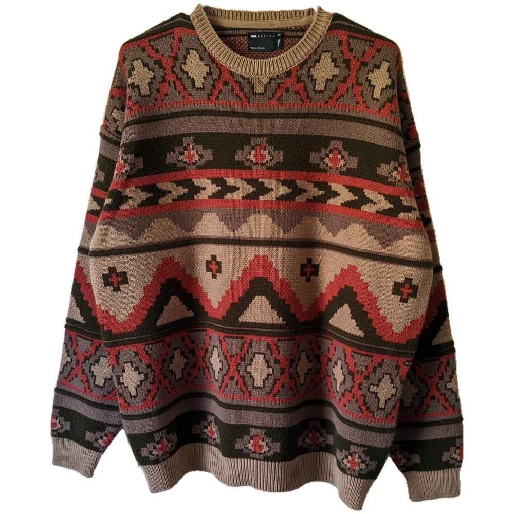 Asos Design aztec men's tall knitted sweater
